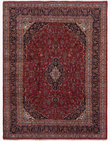 9' 10 x 13' Hand Knotted Kashan Persian Wool Rug