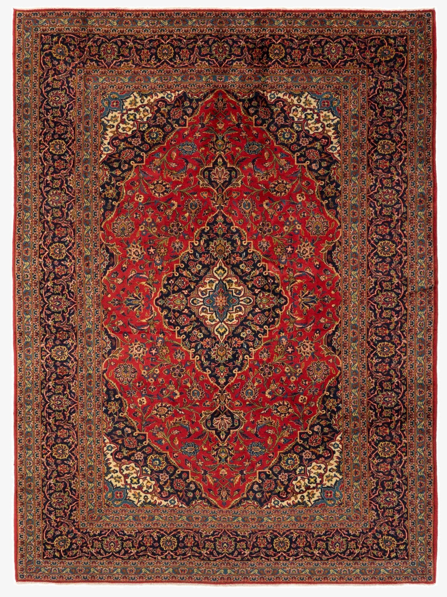 8' x 11' 2  Hand Knotted Kashan Persian Wool Rug