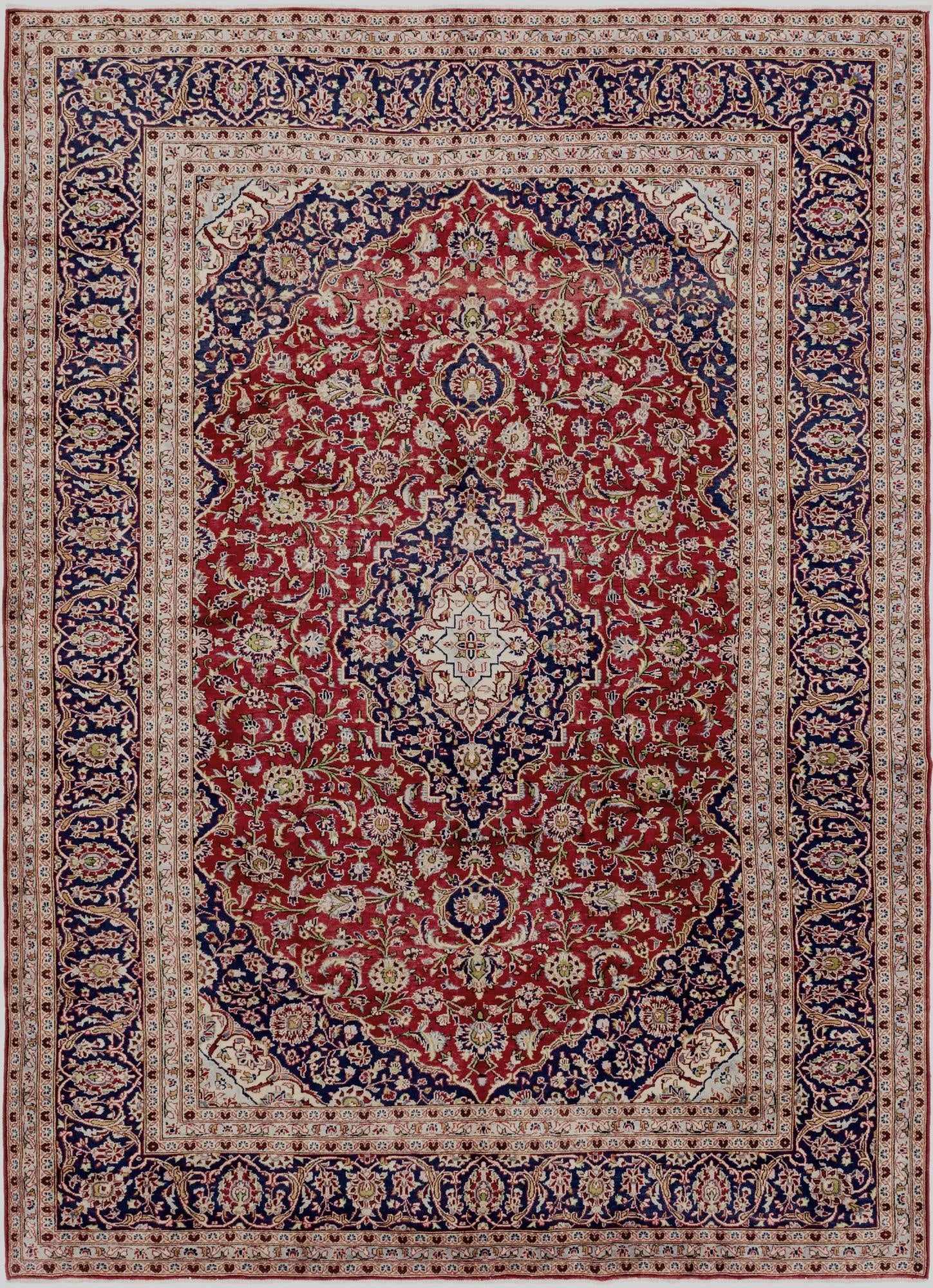 9' 7 x 13'  Hand Knotted Kashan Persian Wool Rug