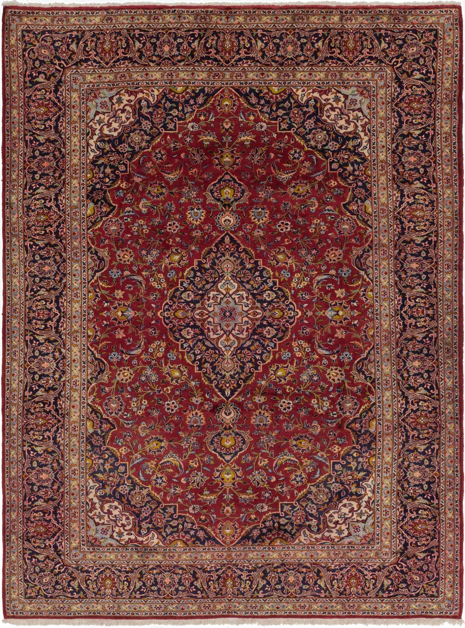 9' 10 x 12' 10  Hand Knotted Kashan Persian Wool Rug