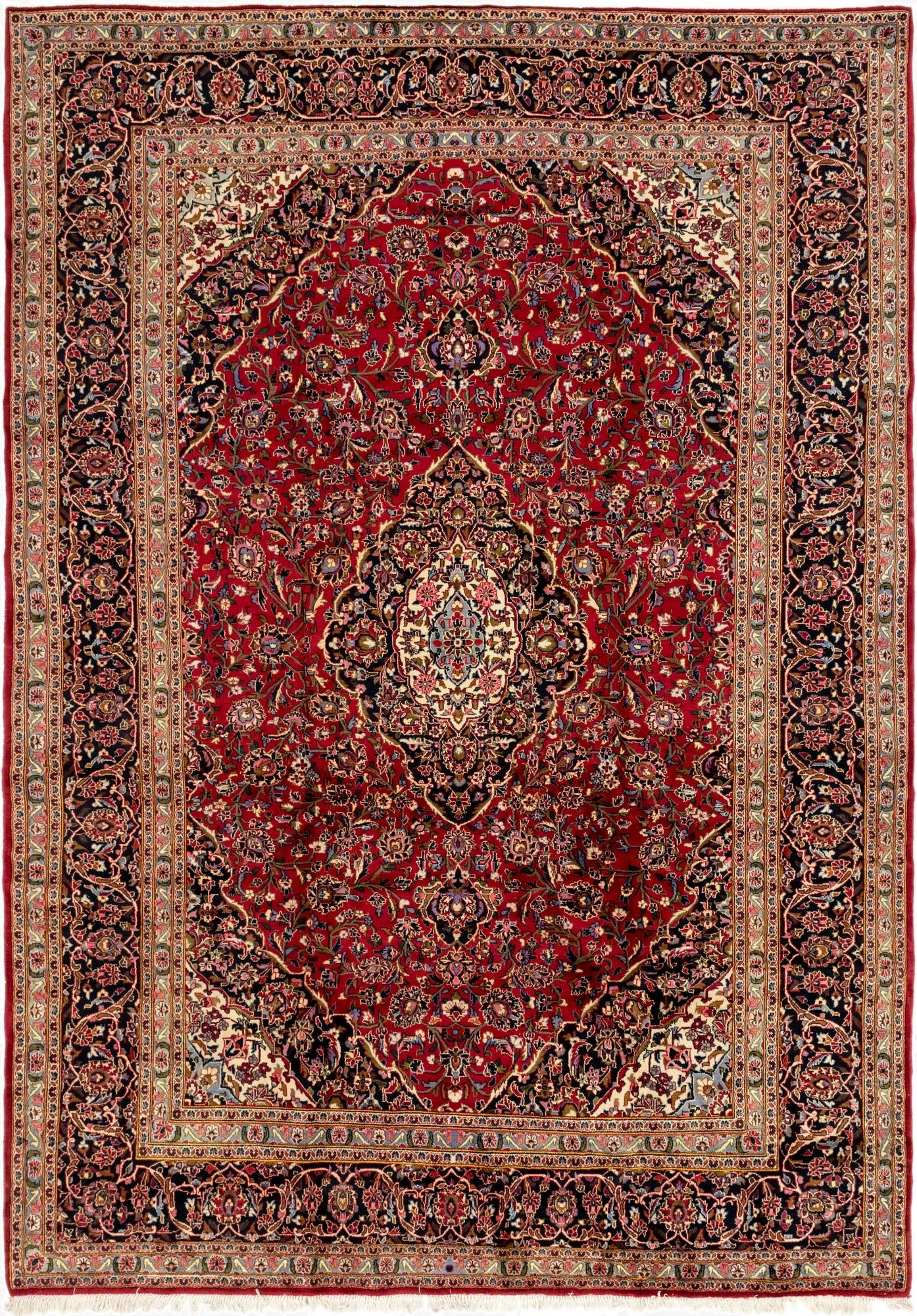 9' 9 x 13' 5  Hand Knotted Kashan Persian Wool Rug