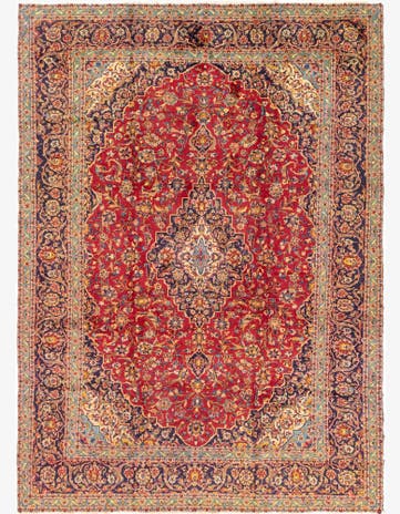 9' 7 x 13' 2 Hand Knotted Kashan Persian Wool Rug