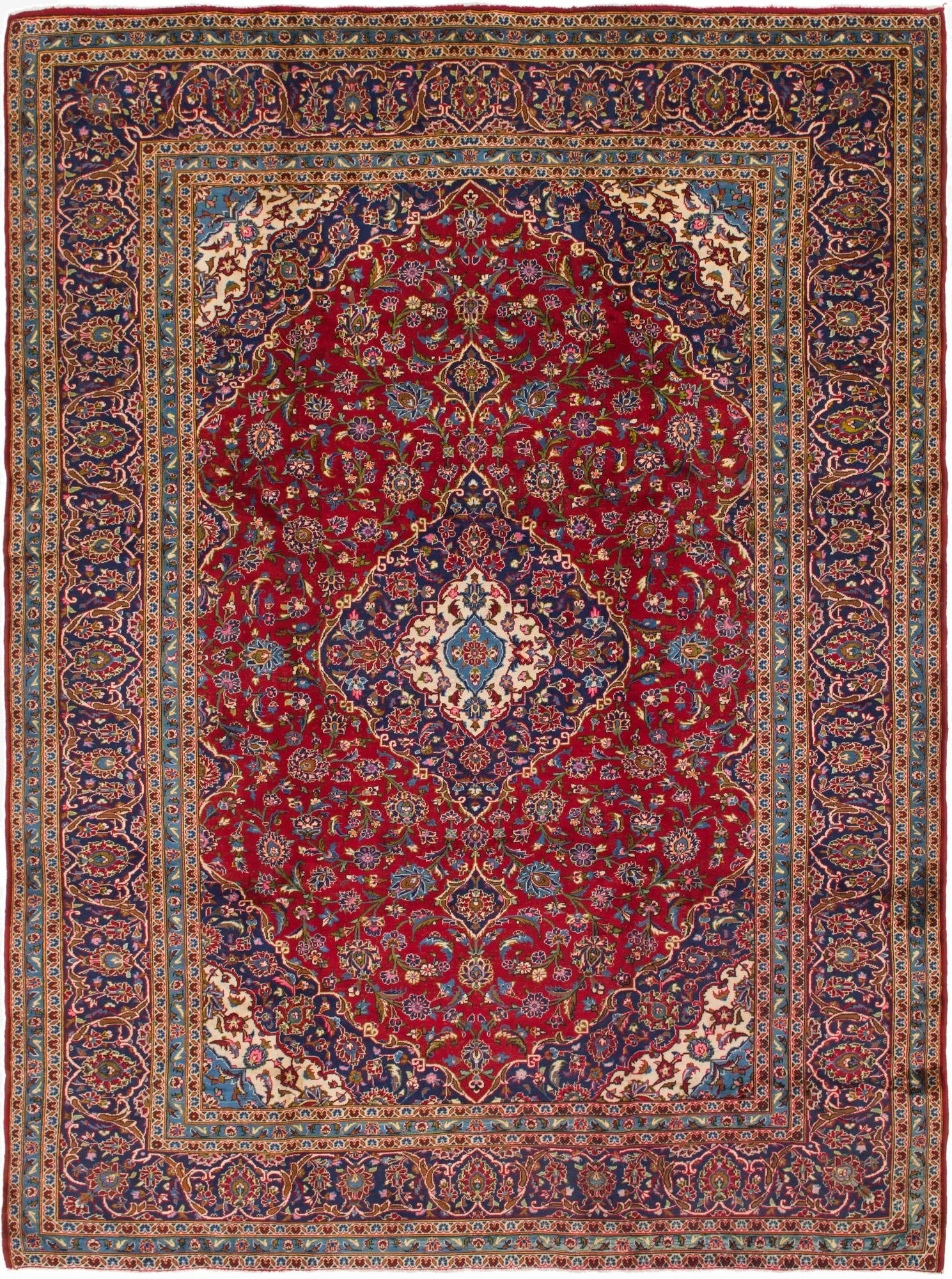 9' 9 x 12' 10  Hand Knotted Kashan Persian Wool Rug