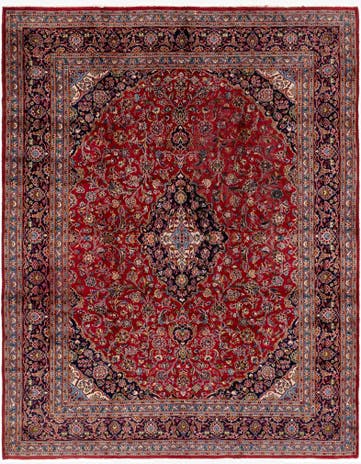 9' 9 x 12' 6 Hand Knotted Kashan Persian Wool Rug