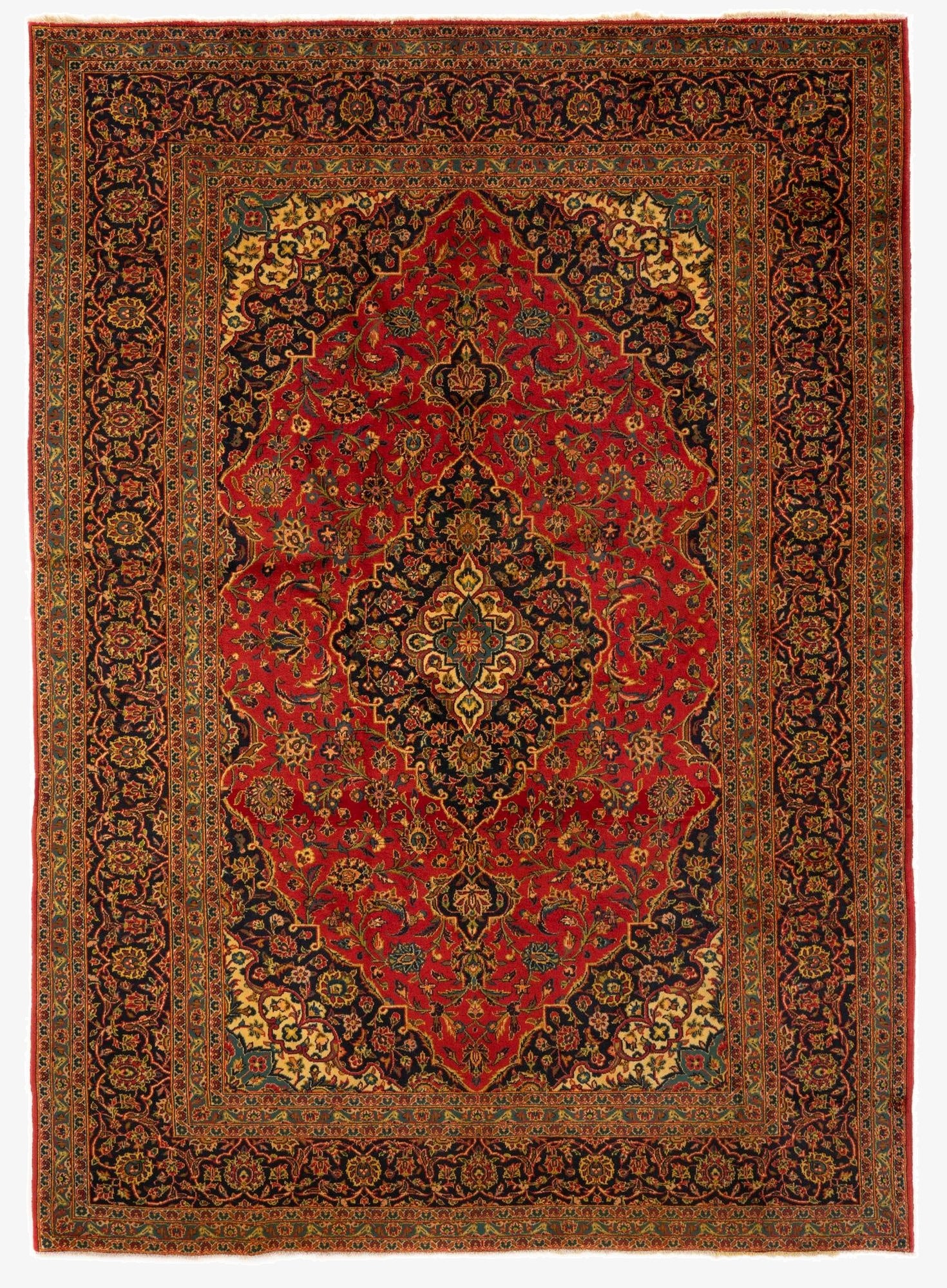 8' x 11' 3  Hand Knotted Kashan Persian Wool Rug