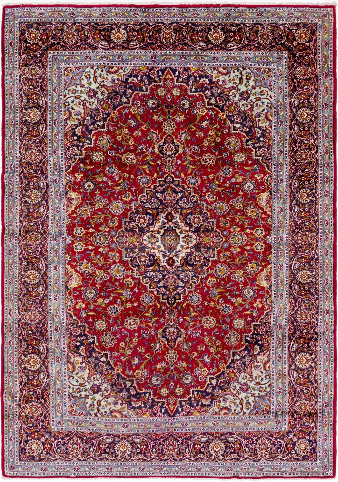 9' 6 x 13' 9  Hand Knotted Kashan Persian Wool Rug
