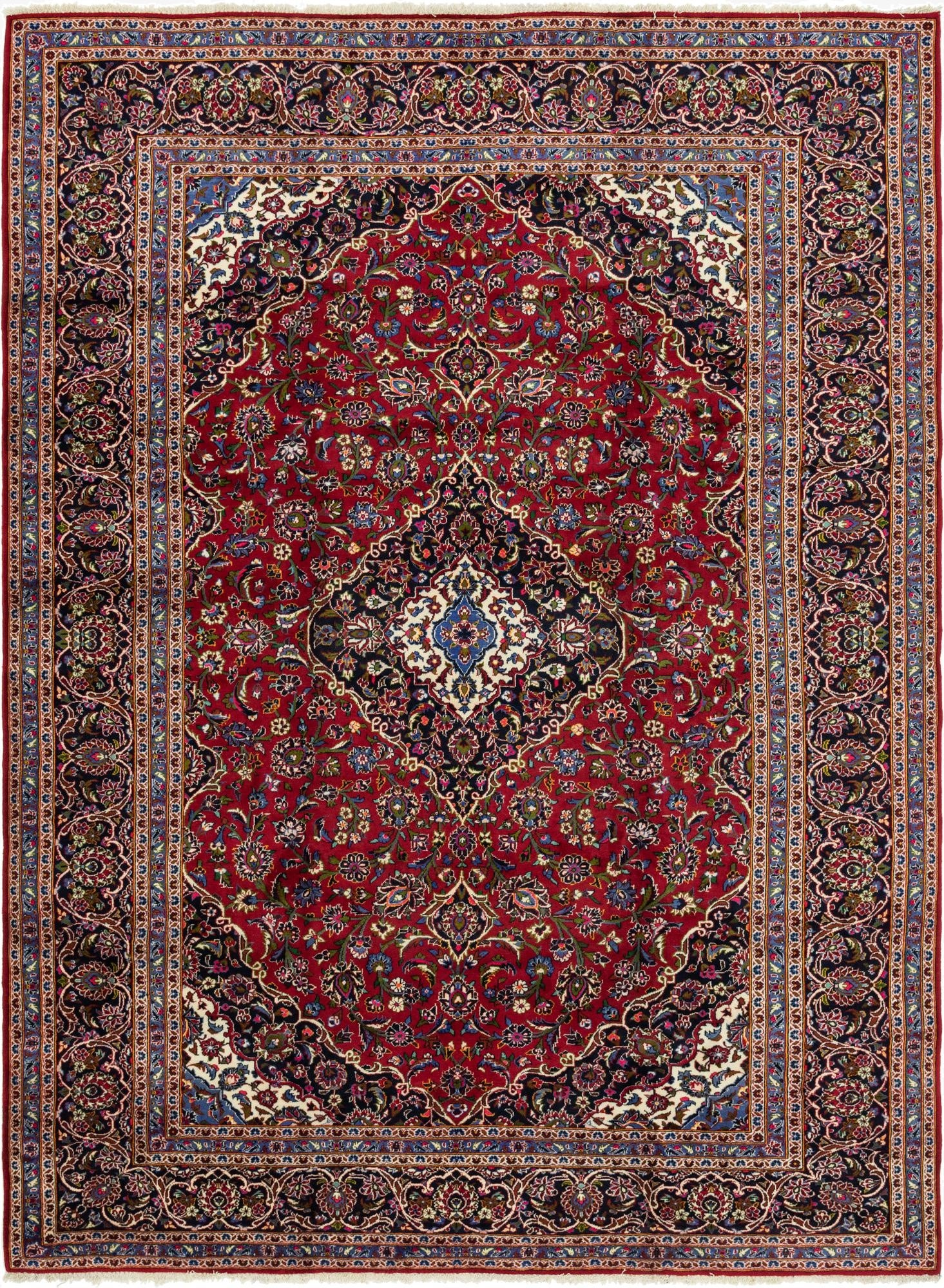 10' x 13' 5  Hand Knotted Kashan Persian Wool Rug