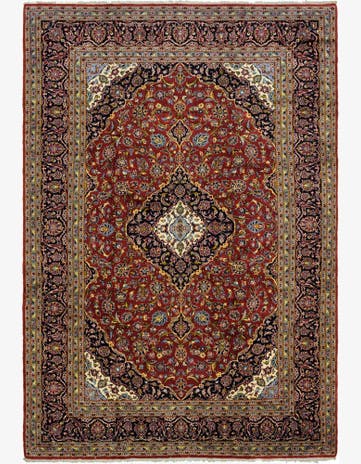 9' 4 x 13' 10 Hand Knotted Kashan Persian Wool Rug