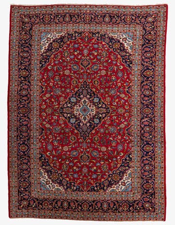 9' 8 x 13' Hand Knotted Kashan Persian Wool Rug