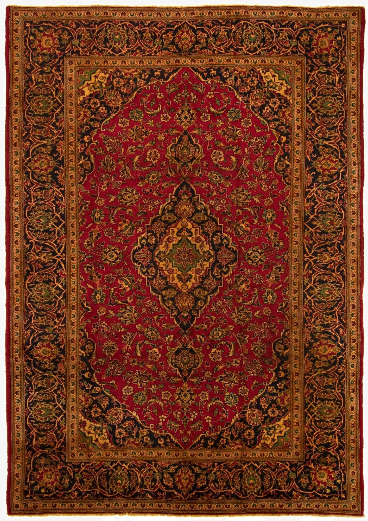 7' 10 x 11' 3  Hand Knotted Kashan Persian Rug
