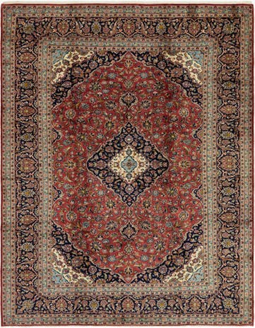 9' 10 x 12' 8 Hand Knotted Kashan Persian Wool Rug