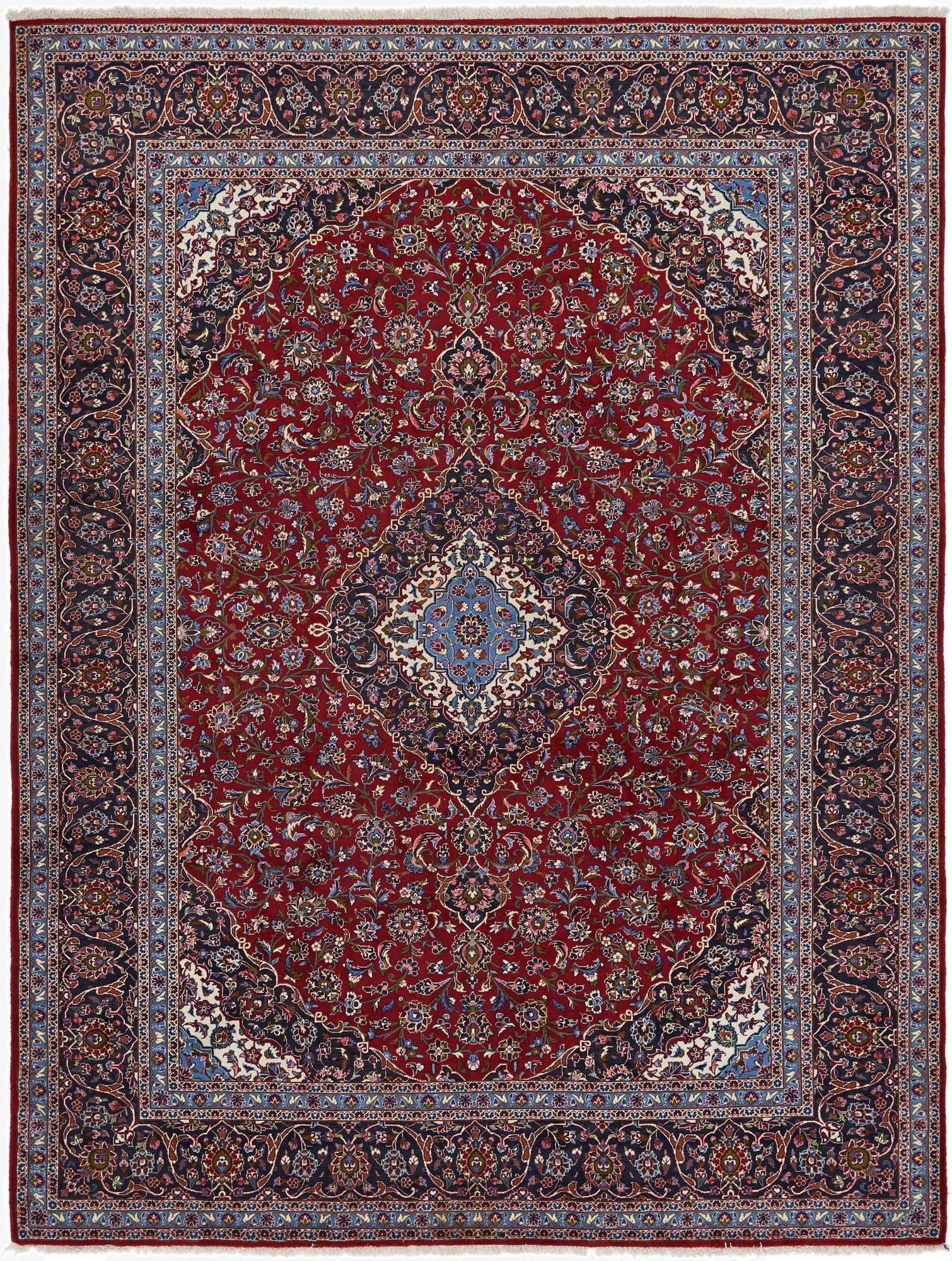 9' 9 x 13'  Hand Knotted Kashan Persian Wool Rug