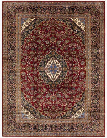 10' x 13' 5 Hand Knotted Kashan Persian Wool Rug