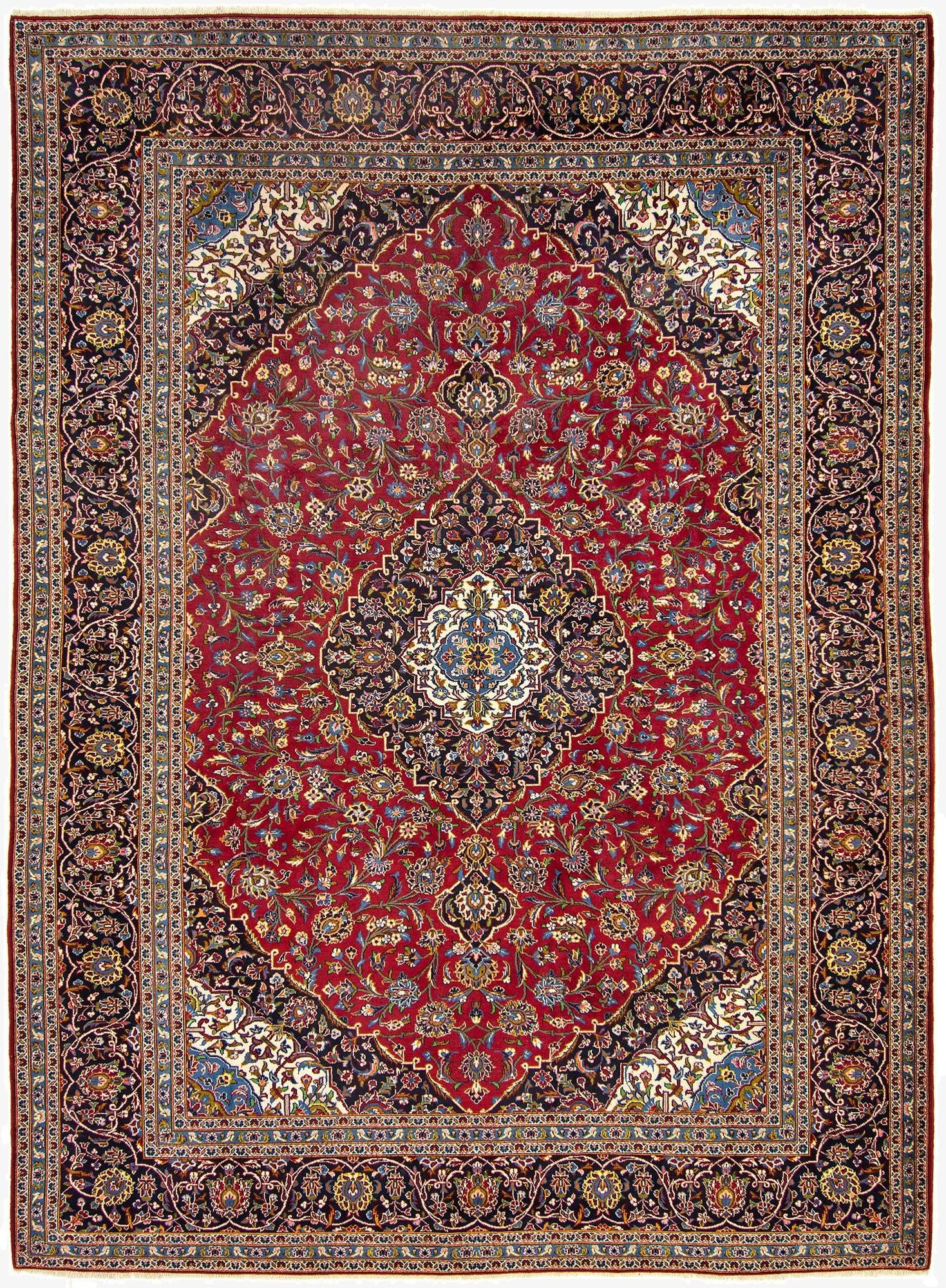 9' 10 x 13'  Hand Knotted Kashan Persian Wool Rug