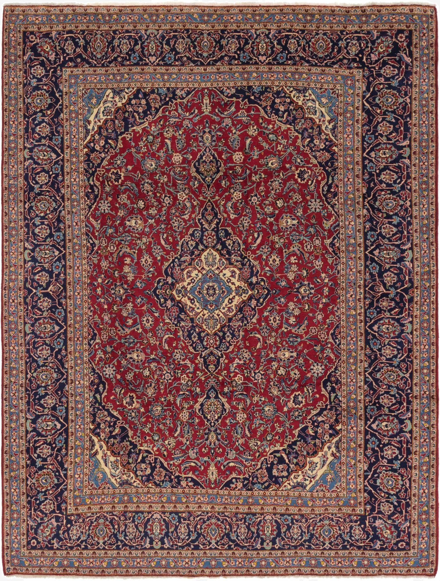 9' 9 x 13'  Hand Knotted Kashan Persian Wool Rug
