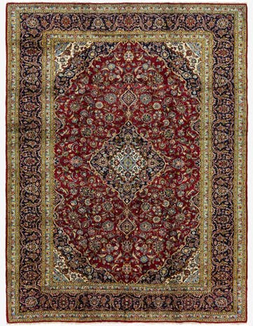 9' 7 x 12' 9 Hand Knotted Kashan Persian Wool Rug