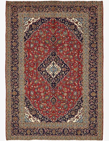9' 6 x 13' 4 Hand Knotted Kashan Persian Wool Rug