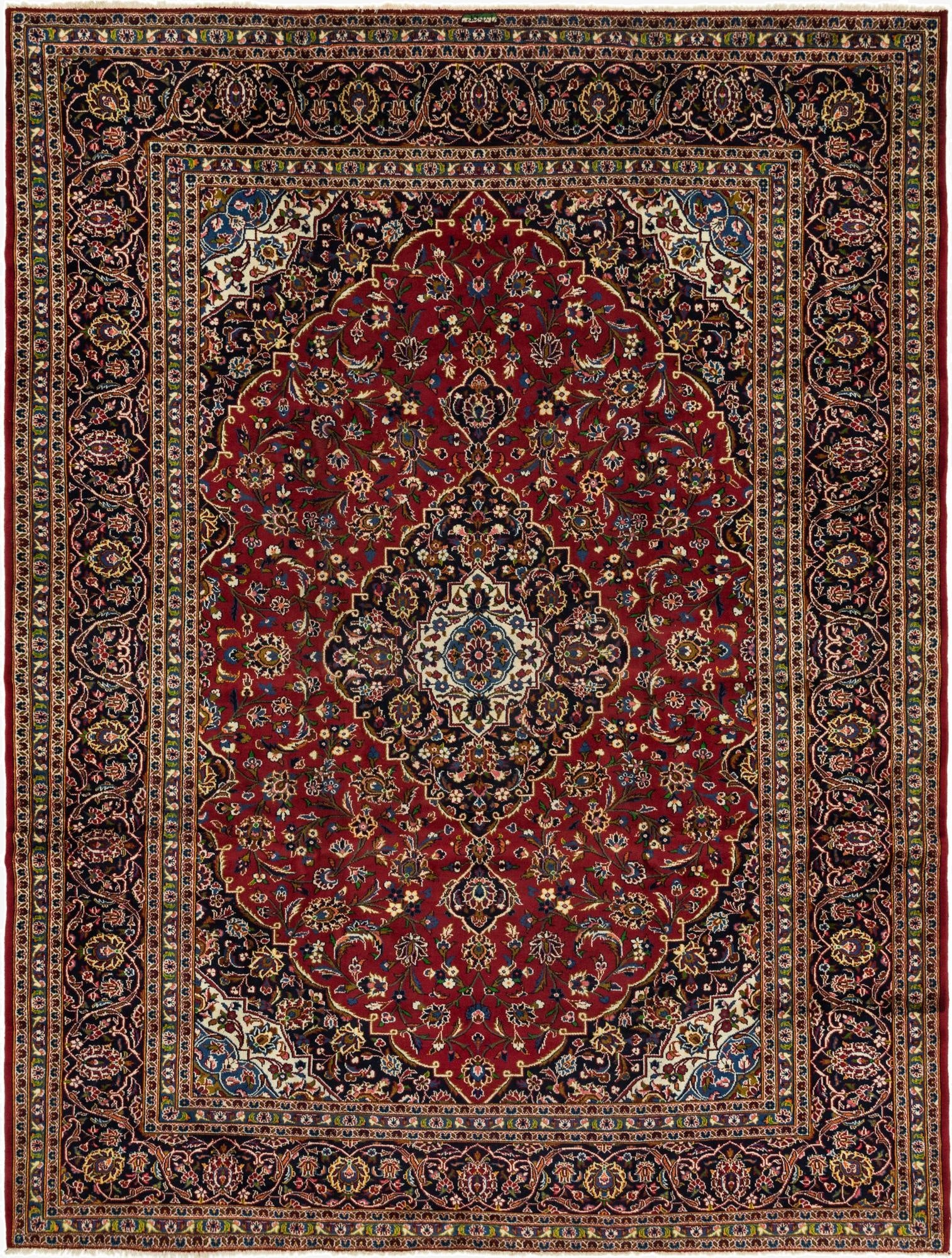 9' 10 x 12' 10  Hand Knotted Kashan Persian Wool Rug