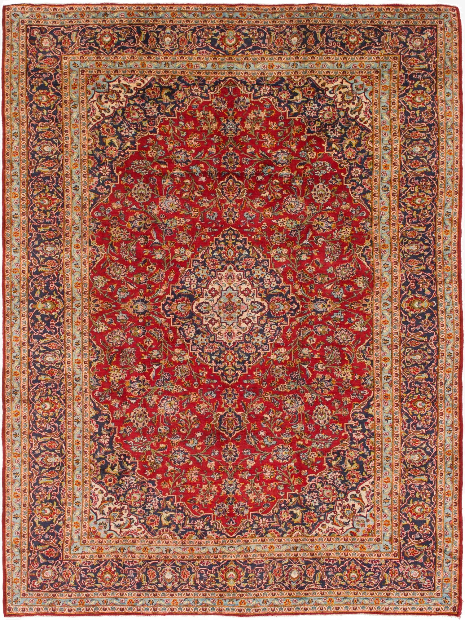 9' 10 x 13' 3  Hand Knotted Kashan Persian Wool Rug
