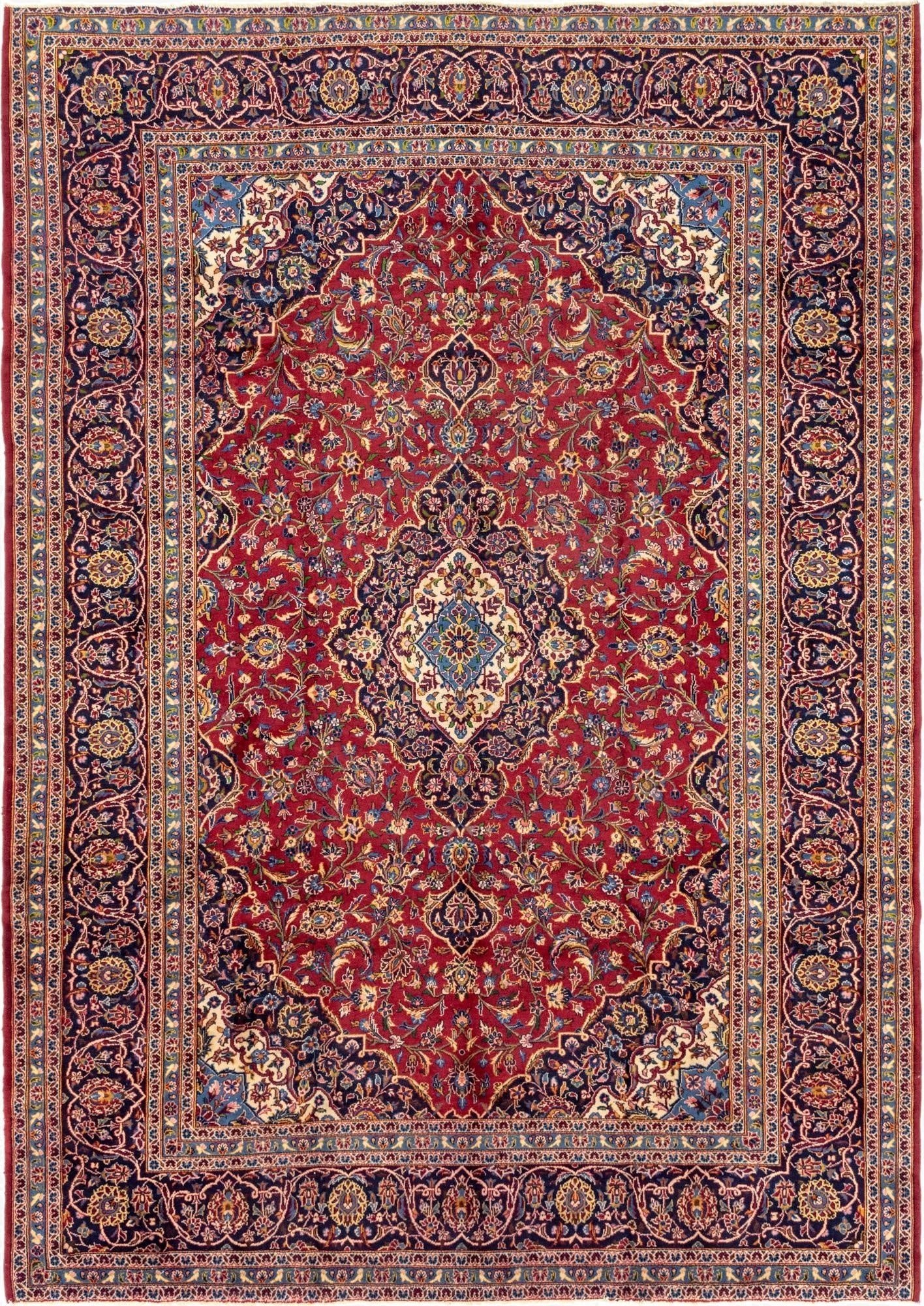 9' 7 x 13' 8  Hand Knotted Kashan Persian Wool Rug