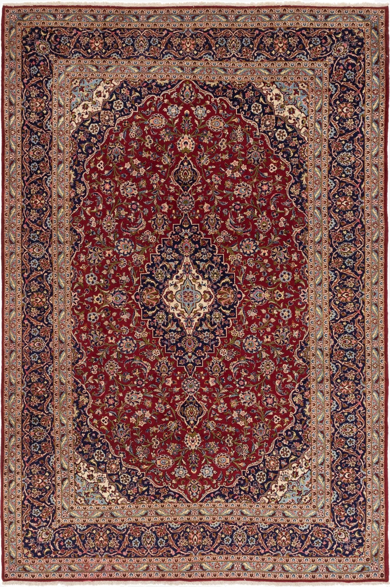 9' 7 x 14' 2  Hand Knotted Kashan Persian Wool Rug