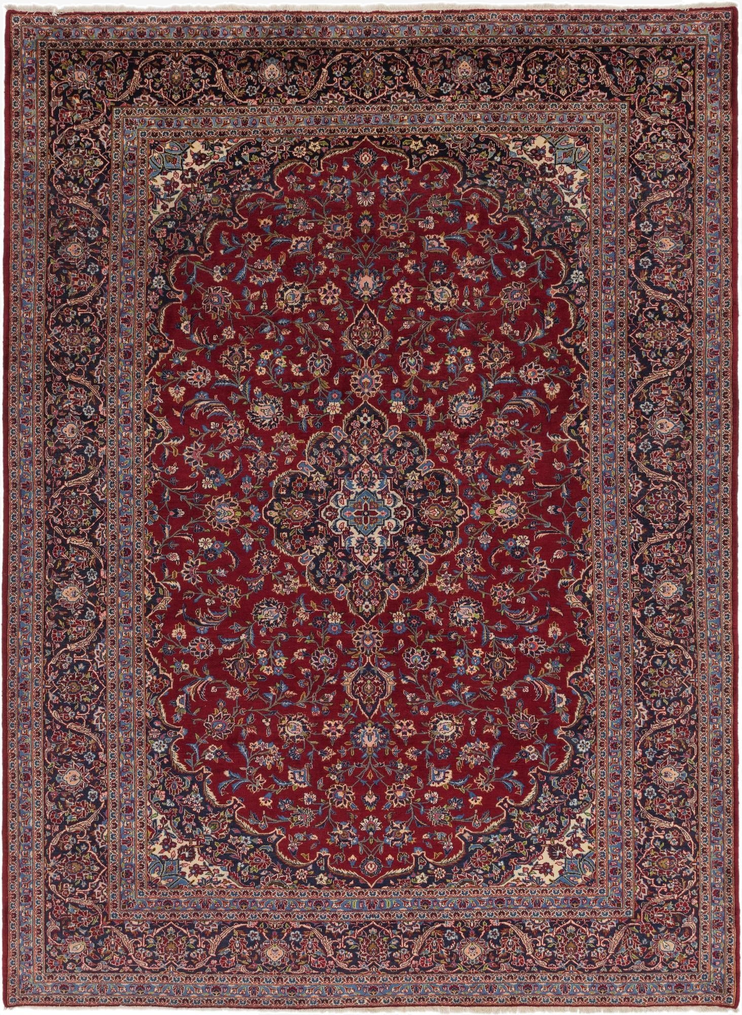 9' 9 x 13' 3  Hand Knotted Kashan Persian Wool Rug