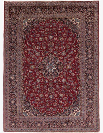 9' 9 x 13' 3 Hand Knotted Kashan Persian Wool Rug