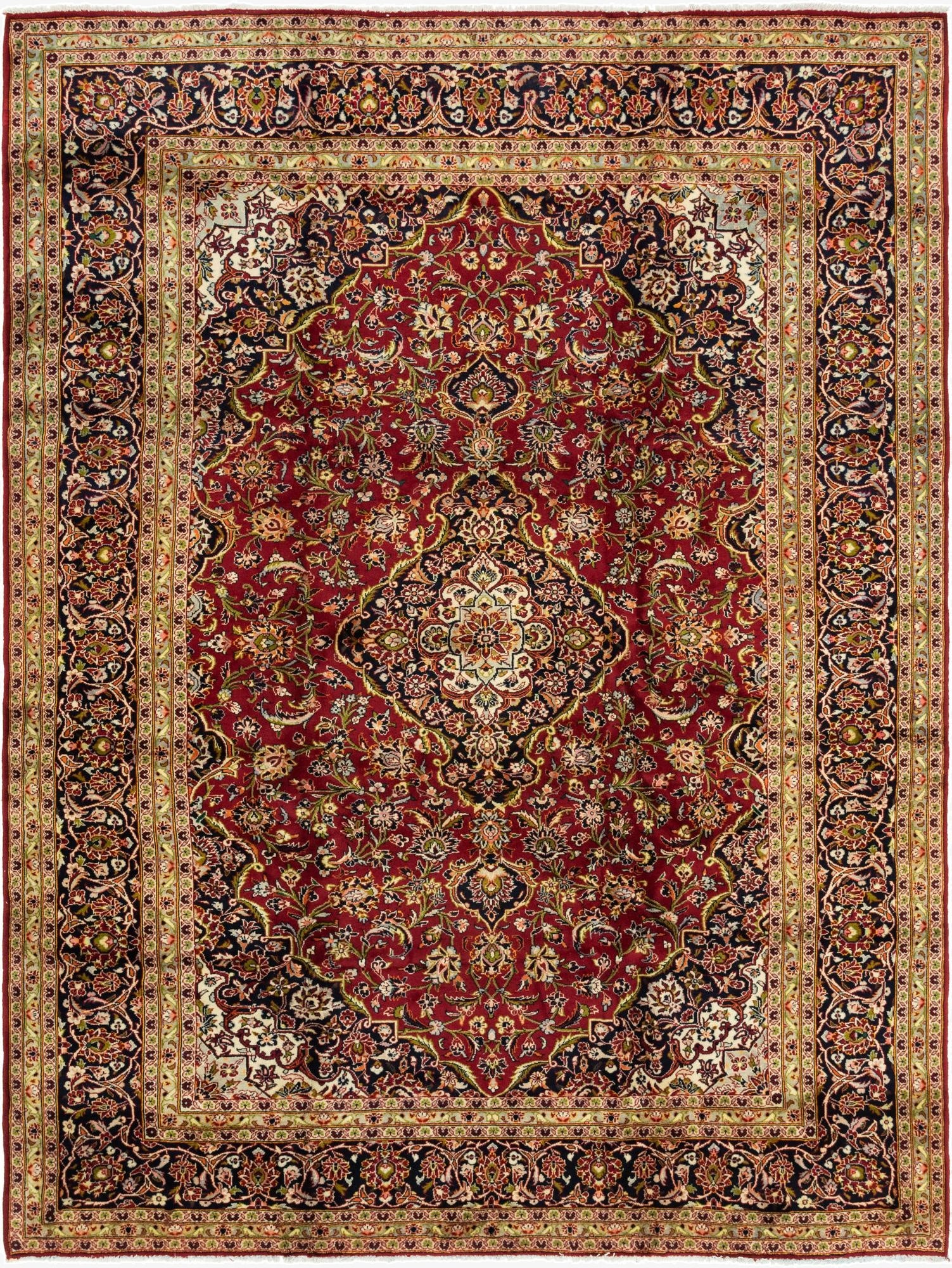 9' 9 x 13' 5  Hand Knotted Kashan Persian Wool Rug