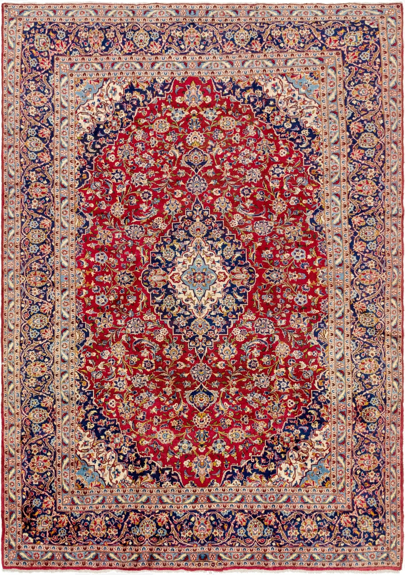 9' 7 x 13' 2  Hand Knotted Kashan Persian Wool Rug