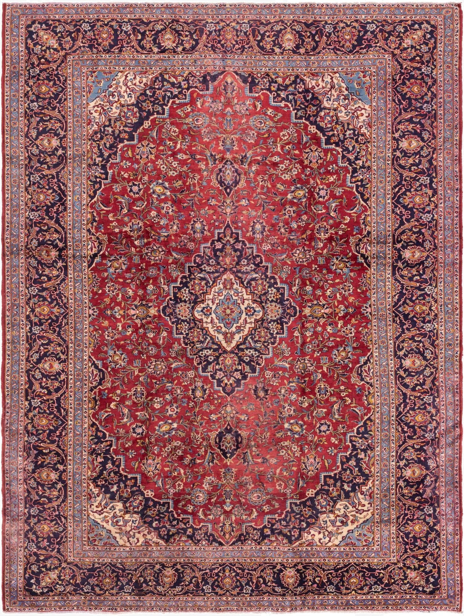 9' 10 x 12' 9  Hand Knotted Kashan Persian Wool Rug