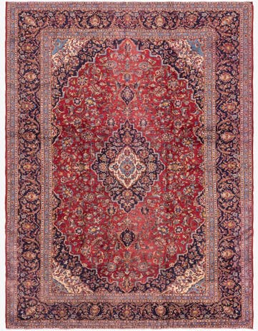 9' 10 x 12' 9 Hand Knotted Kashan Persian Wool Rug