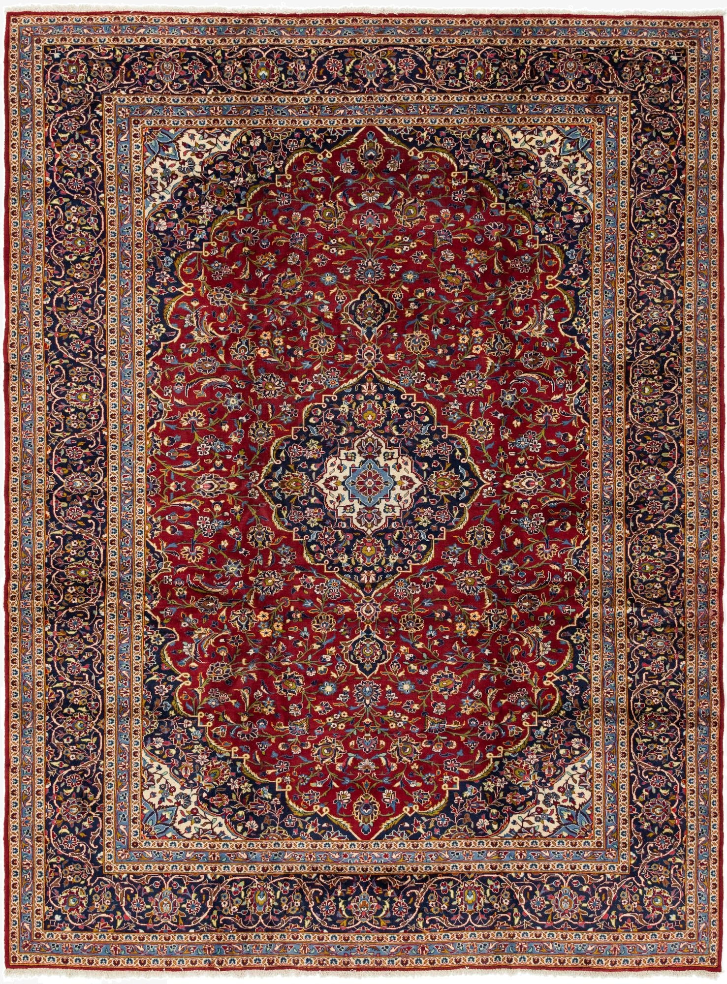 9' 10 x 13' 1  Hand Knotted Kashan Persian Wool Rug