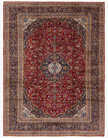 9' 10 x 13' 1 Hand Knotted Kashan Persian Wool Rug