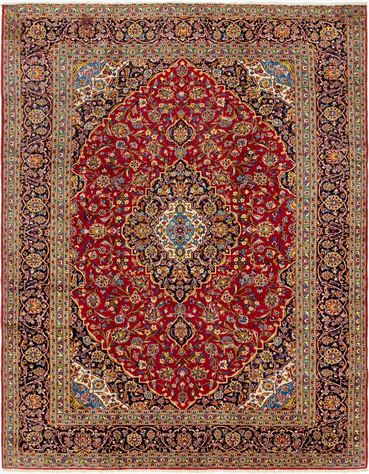 9' 10 x 12' 8  Hand Knotted Kashan Persian Wool Rug