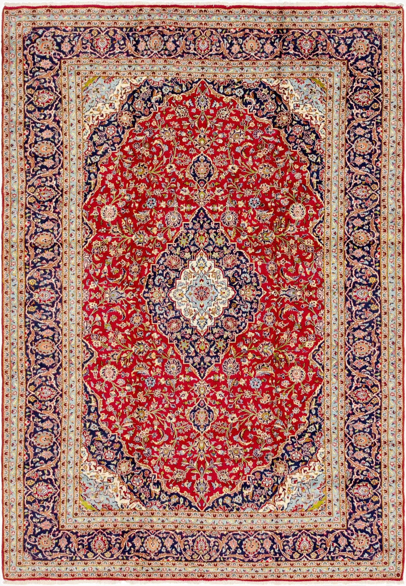 9' 7 x 13' 9  Hand Knotted Kashan Persian Wool Rug