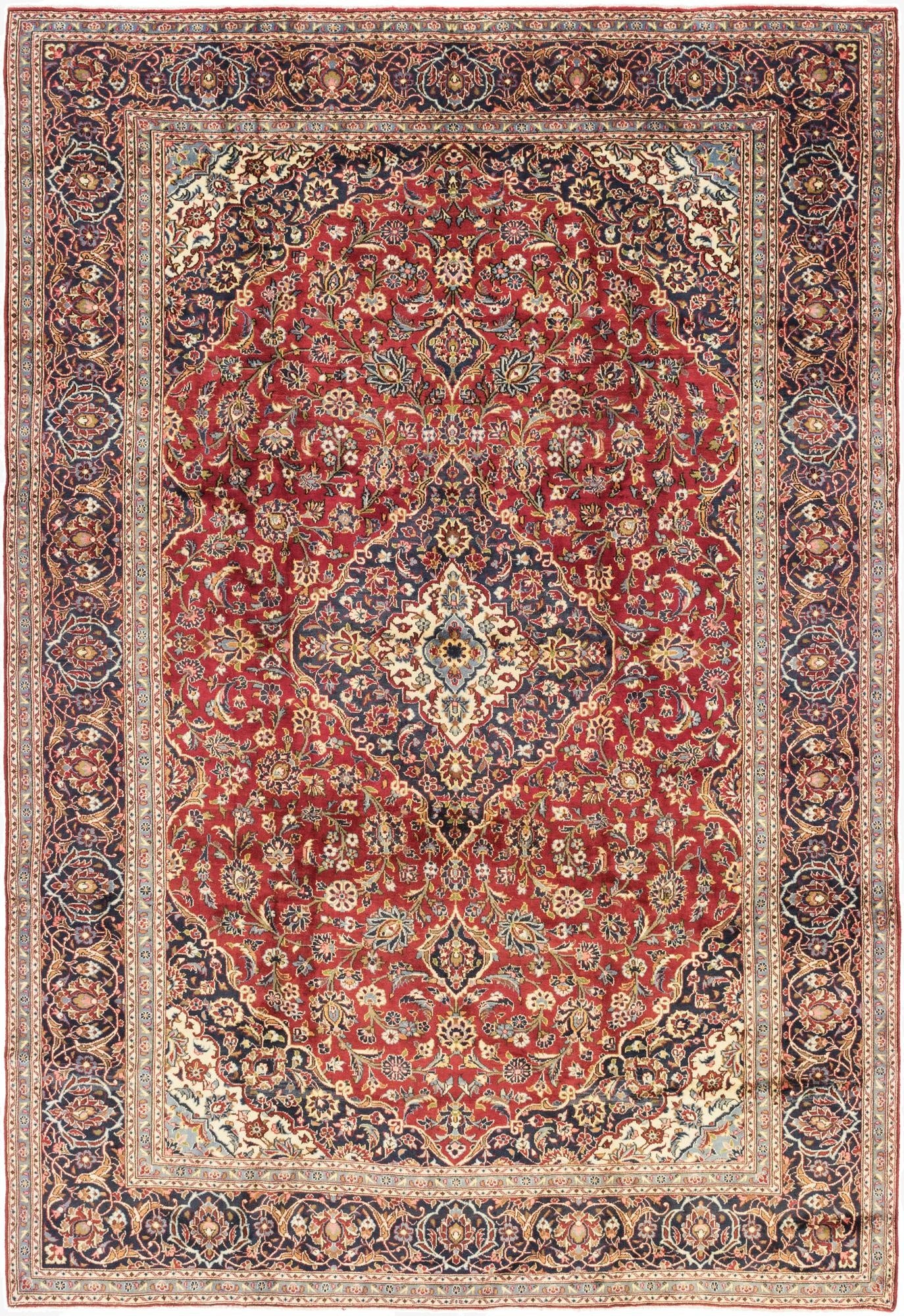 9' 7 x 13' 10  Hand Knotted Kashan Persian Wool Rug