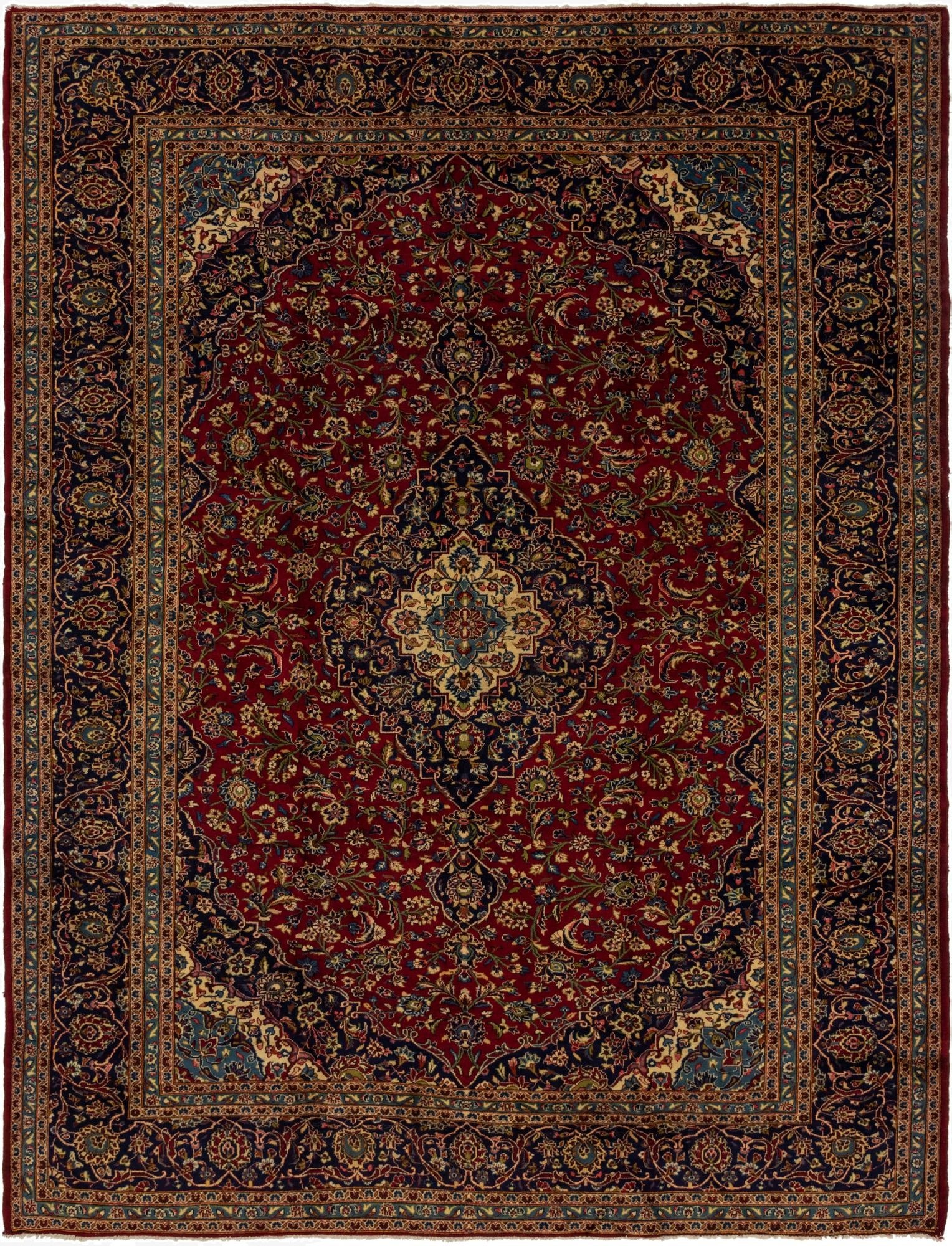 10' x 12' 10  Hand Knotted Kashan Persian Wool Rug