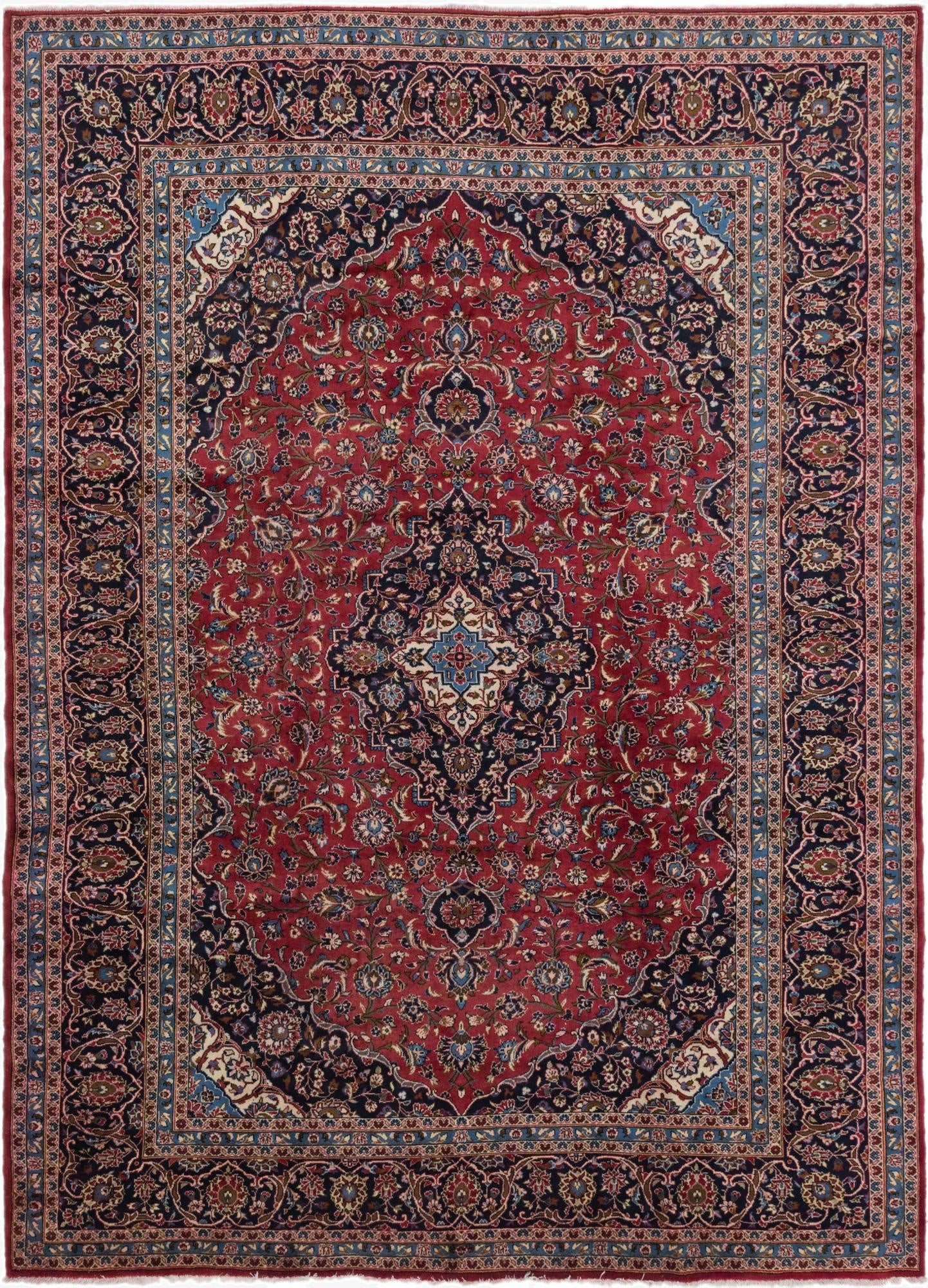 9' 9 x 13' 3  Hand Knotted Kashan Persian Wool Rug