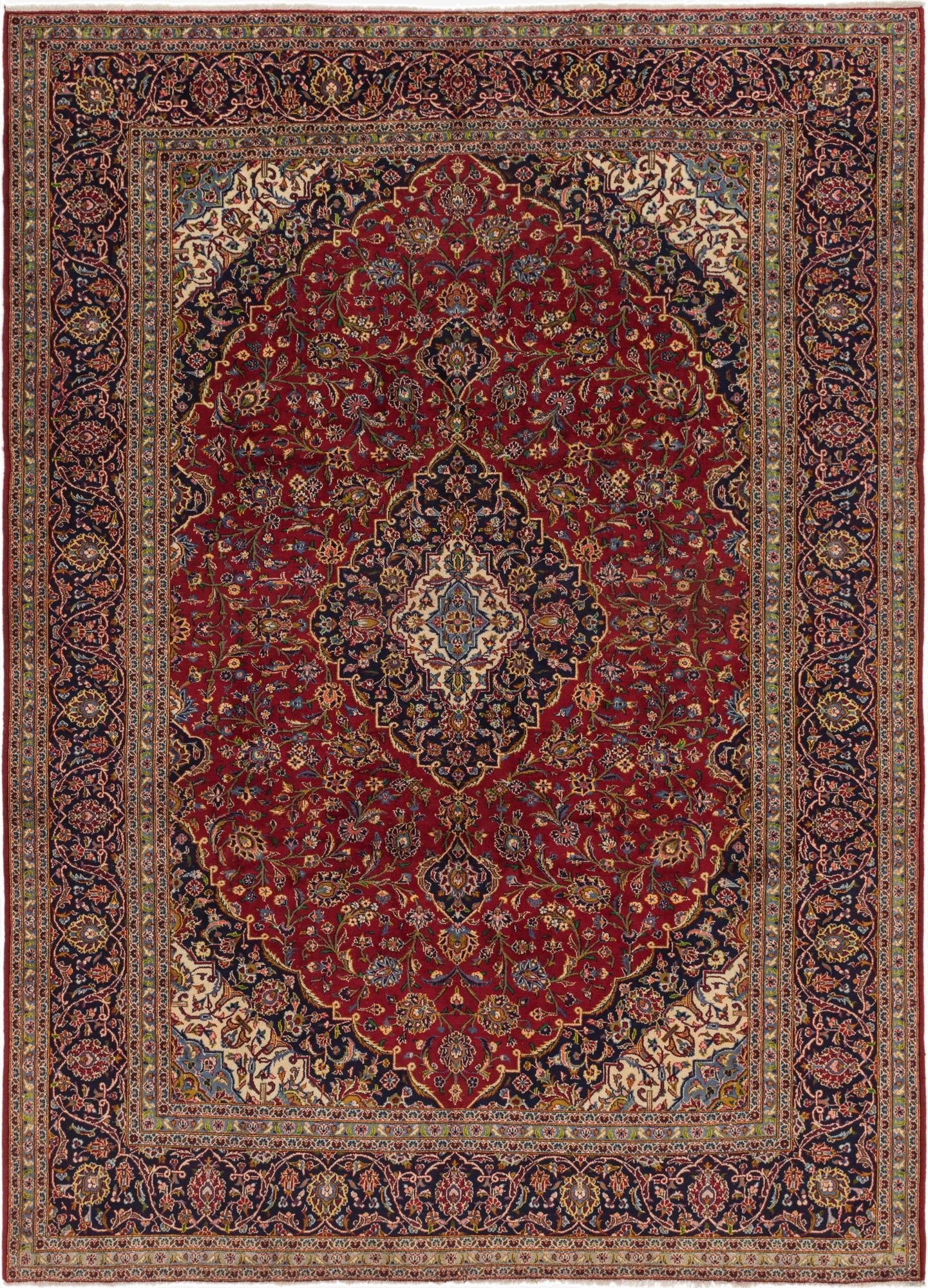 9' 9 x 13' 4  Hand Knotted Kashan Persian Wool Rug