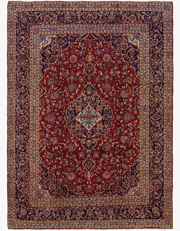 9' 7 x 13' 5 Hand Knotted Kashan Persian Wool Rug