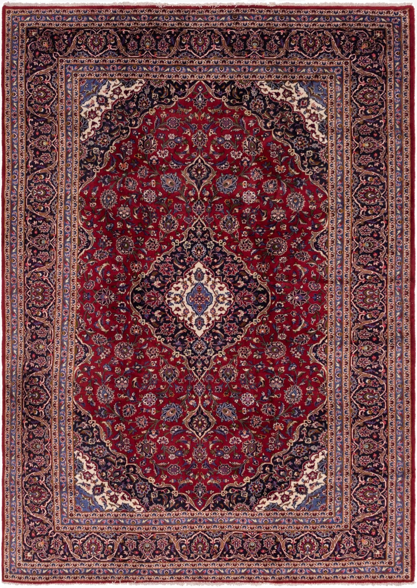 9' 8 x 13'  Hand Knotted Kashan Persian Wool Rug