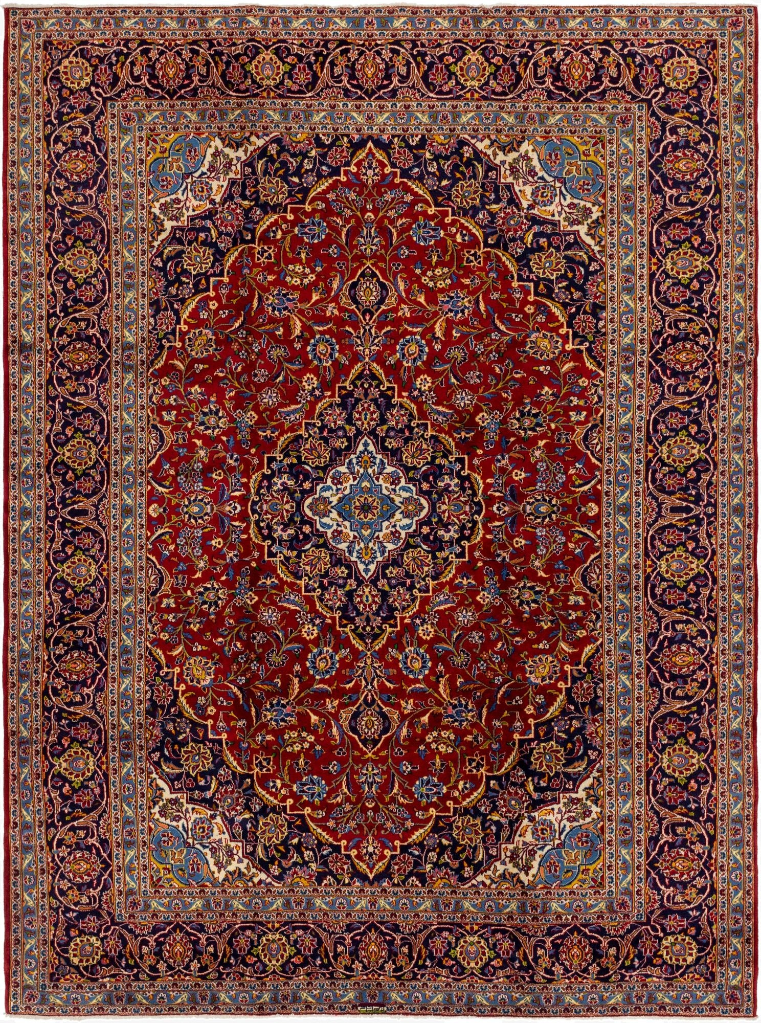 9' 9 x 13' 2  Hand Knotted Kashan Persian Wool Rug