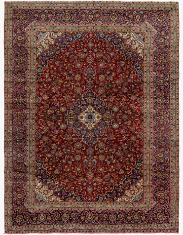 9' 5 x 12' 8 Hand Knotted Kashan Persian Wool Rug