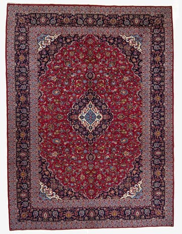 9' 9 x 13' 1 Hand Knotted Kashan Persian Wool Rug