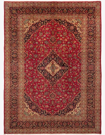 9' 7 x 12' 11 Hand Knotted Kashan Persian Wool Rug