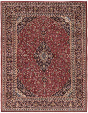 9' 6 x 12' 9 Hand Knotted Kashan Persian Wool Rug