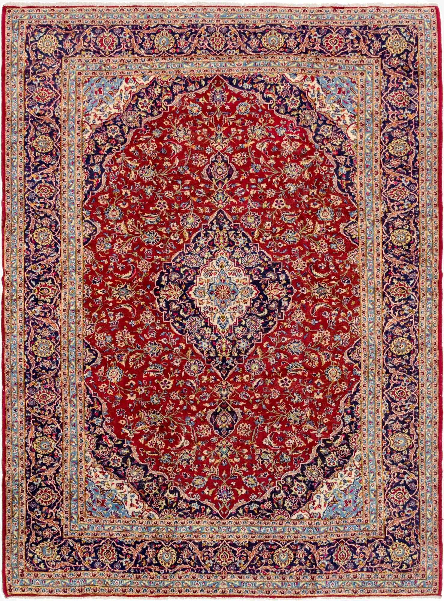 9' 10 x 13' 3  Hand Knotted Kashan Persian Wool Rug