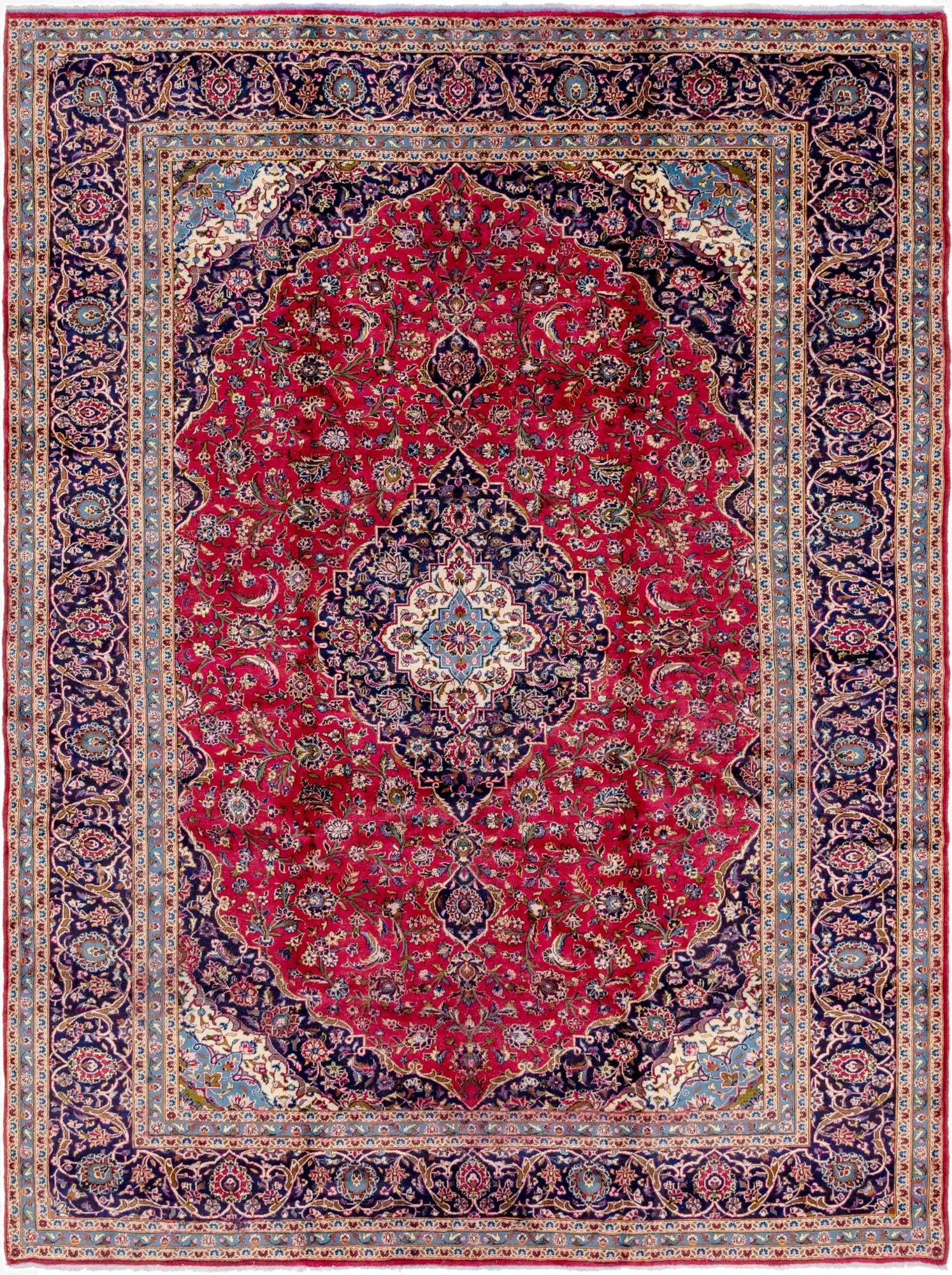 9' 10 x 13'  Hand Knotted Kashan Persian Wool Rug