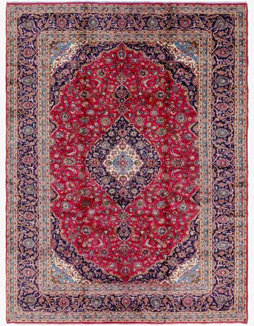 9' 10 x 13' Hand Knotted Kashan Persian Wool Rug