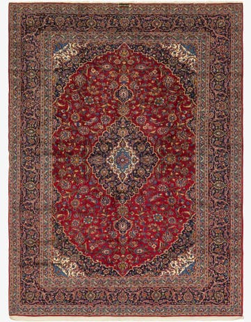 9' 6 x 12' 10 Hand Knotted Kashan Persian Wool Rug